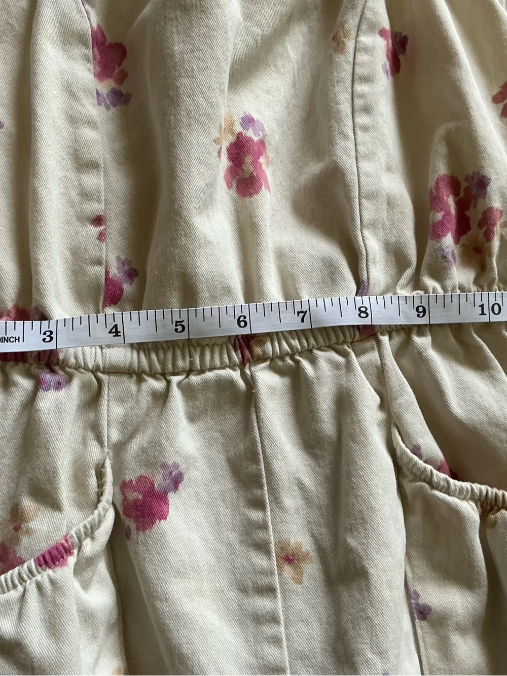 Oshkosh B’Gosh Girls Size 8/8A Floral Wide Leg Jumpsuit Cream Pink Pockets